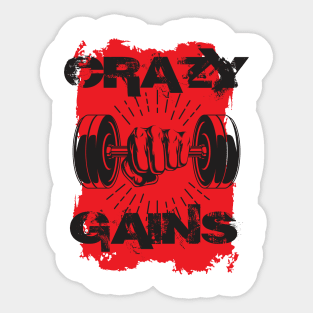 Crazy gains - Nothing beats the feeling of power that weightlifting, powerlifting and strength training it gives us! A beautiful vintage movie design representing body positivity! Sticker